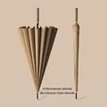 Elegant 16-rib automatic long handle straight umbrella in beige, diameter 98cm - 16-Rib Automatic (Small Size) / Khaki
