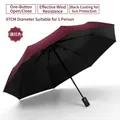 Automatic folding wine red umbrella with black coating for UV sun protection and wind resistance - 8-Rib Automatic (Vinyl Sun Protection) / Diameter Approx. 97cm (Suitable for 1 Person) / Burgundy