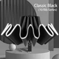 Automatic wind-resistant 10-rib large folding umbrella in classic black with LED edge - Xiao Mi 3 Series Reflective Inverted 10 Ribs Enlarged / Black