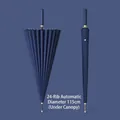 Professioneller 24-Rippen-Automatikschirm in Dunkelblau mit 115 cm Baldachin - 24-Streben Automatisch / Groß (115cm Durchmesser) / Marineblau