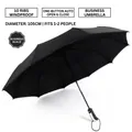 Automatic folding business umbrella in black, windproof 10-rib design for 1-2 people - 10-Rib Automatic Oversized / Diameter Approx. 105cm (Suitable for 1-2 People) / Black