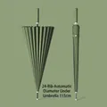 Großer automatischer Langstielschirm mit 24 Rippen in Olivgrün, 115 cm Durchmesser - 24-Streben Automatisch / Groß (115cm Durchmesser) / Waldgrün