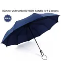 Automatic folding navy blue umbrella with 105cm diameter windproof canopy - 10-Rib Automatic Oversized / Diameter Approx. 105cm (Suitable for 1-2 People) / Navy Blue