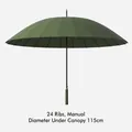Professional 24-rib forest green straight umbrella, 115cm large diameter manual open style - 24-Rib Manual (Large Size) / Forest Green