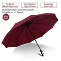 Large automatic folding sun and rain umbrella in elegant wine red for 1-2 people - 10-Rib Automatic Oversized / Diameter Approx. 105cm (Suitable for 1-2 People) / Burgundy