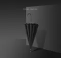Ombrello automatico a manico lungo a 16 stecche nero elegante con rivestimento anti-UV nero - Ombrello Lungo Automatico 16 Stecche / Rivestimento Solare in Colla Nera / Nero Inchiostro