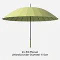 Premium 24-rib manual long handle umbrella in lime green, with large 115cm diameter - 24-Rib Manual (Large Size) / Matcha Green