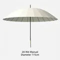 Elegant white 24-rib long handle manual umbrella with 115cm large canopy coverage - 24-Rib Manual (Large Size) / Off White