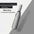Automatic 3-fold umbrella in mist grey with 12 ribs and black sun protection coating - M Series (12 Ribs) / Mist Grey
