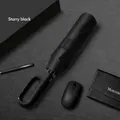 Starry Black fully automatic folding umbrella featuring a carabiner handle design - Ring Buckle Series (20 Ribs) / Starry Black