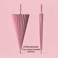 Premium Regenschirm mit 24 Speichen, Automatik, langer Griff, Rosa, 115 cm Durchmesser - Langstiel-Regenschirm】Farbserie / 24-Streben Automatisch / Groß (115cm Durchmesser) / Altrosa
