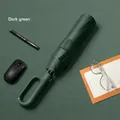 Automatic dark green folding umbrella with unique carabiner handle and UV protection. - Ring Buckle Series (20 Ribs) / Forest Green