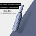 Automatic 105cm folding umbrella in haze blue with a sturdy 12-rib black glue canopy - M Series (12 Ribs) / Smoky Blue