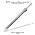 Windfester 24-Speichen-Regenschirm in Grau mit wasserdichter Hülle, 115 cm Durchmesser - Langstiel-Regenschirm】Farbserie / 24 Rippen Automatikstil (mit wasserdichter Hülle) / Groß (115cm Durchmesser) / Grau
