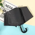Classic black and white pinstriped folding sun and rain umbrella with J-shaped handle - Small Hook] Pinstripe-Black / Sun protection folding umbrella series