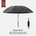 Elegant black automatic folding sun and rain umbrella with 105cm diameter vinyl coating - Anti-Rebound Mechanical (10 Ribs) / Starry Black