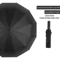 Fully automatic 3-fold black umbrella with 105cm canopy and 12 sturdy ribs - 12-Rib Automatic Enlarged Black Glue Style / Black
