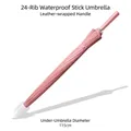 Rosa 24-Speichen-Stockschirm mit wasserdichter Hülle und elegantem Ledergriff - Langstiel-Regenschirm】Farbserie / 24 Rippen Automatikstil (mit wasserdichter Hülle) / Groß (115cm Durchmesser) / Altrosa