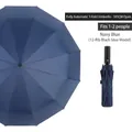 Navy blue automatic 3-fold umbrella with 105cm coverage and 12-rib construction - 12-Rib Automatic Enlarged Black Glue Style / Navy Blue