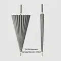 Premium automatic 24-rib long handle grey umbrella with a wide 115cm diameter canopy - Automatic 24 Ribs with Waterproof Sleeve / Gray