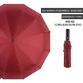 Wine red 12-rib fully automatic folding umbrella for sun and rain - 12-Rib Automatic Enlarged Black Glue Style / Burgundy