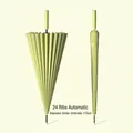 24-rib automatic long handle umbrella in light green finish with 115cm diameter - Automatic 24 Ribs with Waterproof Sleeve / Matcha Green