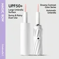 White automatic folding umbrella with pink strap, UPF50+ protection for rain or shine - 12-Rib Color-Block Reinforced Version / 1 Piece / Sweet Rice White