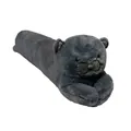 Long oreiller de corps en peluche chat gris doux pour dormeurs et décor de chambre - Chat noir aspect fourrure de lapin