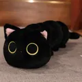 Adorable black cat caterpillar long plush pillow soft stuffed animal doll for sleeping comfort - Black / 50cm