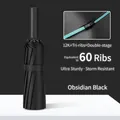 Large automatic umbrella with black glue coating for UV protection, obsidian black - 60-Rib Large Size / Black