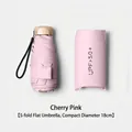 Compact sakura pink 5-fold flat sun umbrella with UPF 50+ UV protection and travel case - 18CM 5-Fold Flat Umbrella / Light Pink
