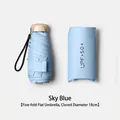 Sky blue ultra-light five-fold compact sun umbrella with UPF 50+ protection sleeve - 18CM 5-Fold Flat Umbrella / Light Blue