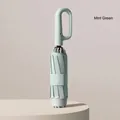 Premium automatic windproof folding umbrella with carabiner ring handle in mint green - Reverse Reflective Style (20 Ribs) / Large (105CM) / Morning Mist Green