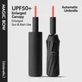 Black automatic UV protection folding umbrella with matching carrying case - 72-Rib Large Size / Obsidian Black