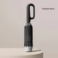 Fully automatic reverse folding umbrella with ring handle in obsidian black finish - Ring Handle Reverse Folding Style / 20 Ribs Large Size / Starry Black