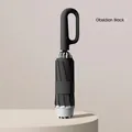 Automatic reverse folding umbrella with carabiner handle in premium Obsidian Black finish - Reverse Reflective Style (20 Ribs) / Large (105CM) / Starry Black