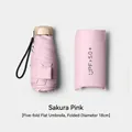 Sakura pink 5-fold mini umbrella with UPF 50+ protection, ultra compact 18cm size - 18cm Flat 5-Fold / Light Pink