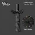 Premium automatic black foldable umbrella with UPF50+ UV protection and stylish bow tie - Little Mystery Series (Enlarged 24-Rib) / Black