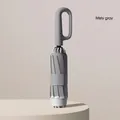 Misty gray automatic reverse folding umbrella featuring an ergonomic ring handle - Ring Handle Reverse Folding Style / 20 Ribs Large Size / Space Gray