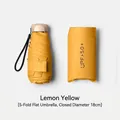 Portable lemon yellow 5-fold travel sun umbrella with UPF 50 plus protective storage case - 18CM 5-Fold Flat Umbrella / Lemon Yellow