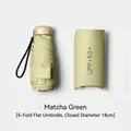 Compact matcha green portable five-fold mini sun umbrella with UPF 50+ matching pouch - 18cm Flat 5-Fold / Matcha Green