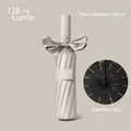 Elegant beige automatic folding umbrella with 105cm diameter and a double fiber frame. - Little Mystery Series (Enlarged 24-Rib) / Sycamore Beige