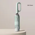 Automatic reverse folding umbrella with a carabiner ring handle in mint green color - Ring Handle Reverse Folding Style / 20 Ribs Large Size / Morning Mist Green