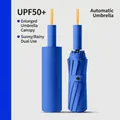 Fully automatic UV protection folding umbrella in vibrant blue with compact carry case - 72-Rib Large Size / Light Blue