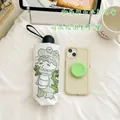 Portable five-fold umbrella with cute cartoon crocodile print and compact phone-size design - 5-Fold Mini Manual (Dinosaur)
