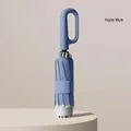 Automatic folding umbrella with a ring-buckle handle in a stylish haze blue color - Reverse Reflective Style (20 Ribs) / Large (105CM) / Haze Blue