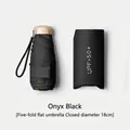 Compact obsidian black five-fold flat sun umbrella featuring UPF 50+ protection cover - 18cm Flat 5-Fold / Black