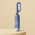 Automatic inverted folding umbrella with unique ring handle in stylish haze blue finish - Ring Handle Reverse Folding Style / 20 Ribs Large Size / Haze Blue