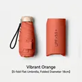 Ultra-compact orange 5-fold sun umbrella with UPF 50+ protection, 18cm folded length - 18CM 5-Fold Flat Umbrella / Orange