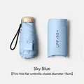 Sky blue five-fold flat umbrella with UPF 50+ protection, 18cm compact travel size - 18cm Flat 5-Fold / Light Blue